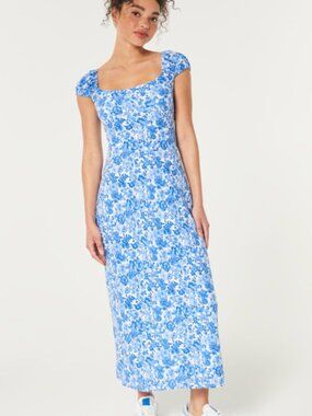 NWT Hollister Crepe Cap Sleeve Open Back Midi Dress